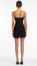 Load image into Gallery viewer, Amanda Uprichard Isabel Black Dress with White Rosette Detail
