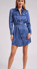Load image into Gallery viewer, Generation Love Darcelle Pinstripe Shirt Dress in Oxford/White
