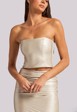 Load image into Gallery viewer, Generation Love Jacqueline Vegan Leather Top in Pale Gold
