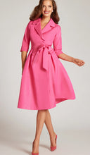 Load image into Gallery viewer, Teri Jon 249256 Hot Pink Metallic Jacquard Coat Dress
