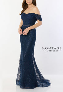 Montage M2238 Off the Shoulder Sequin Embellished Long Gown
