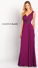 Load image into Gallery viewer, Cameron Blake 119641 Berry Sleeveless Beaded Bodice with Chiffon Skirt
