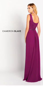 Cameron Blake 119641 Berry Sleeveless Beaded Bodice with Chiffon Skirt