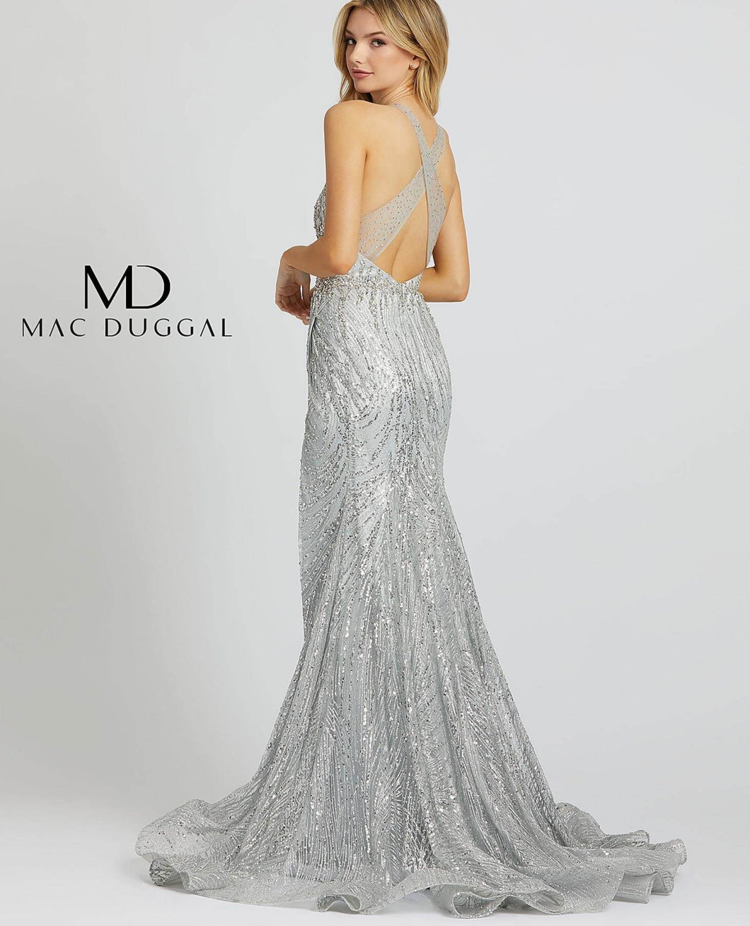 Macduggal 30621 Beaded Sleeveless Long Gown with High Slit