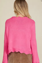 Load image into Gallery viewer, The Shannon Sweater with Bow Ties with Scalloped Detail in Pink
