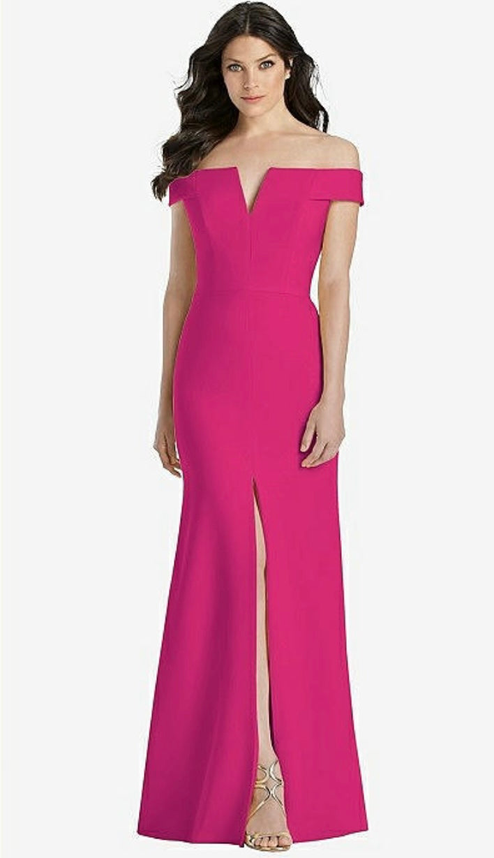 dessy off the shoulder dress Dessy 3038 Off the Shoulder V-Notch Neckline – Gigi's Closette Ltd