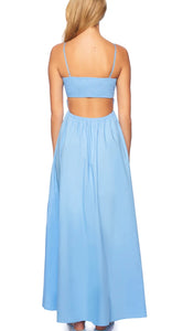 Susana Monaco Poplin Open Back Dress in Miku Blue