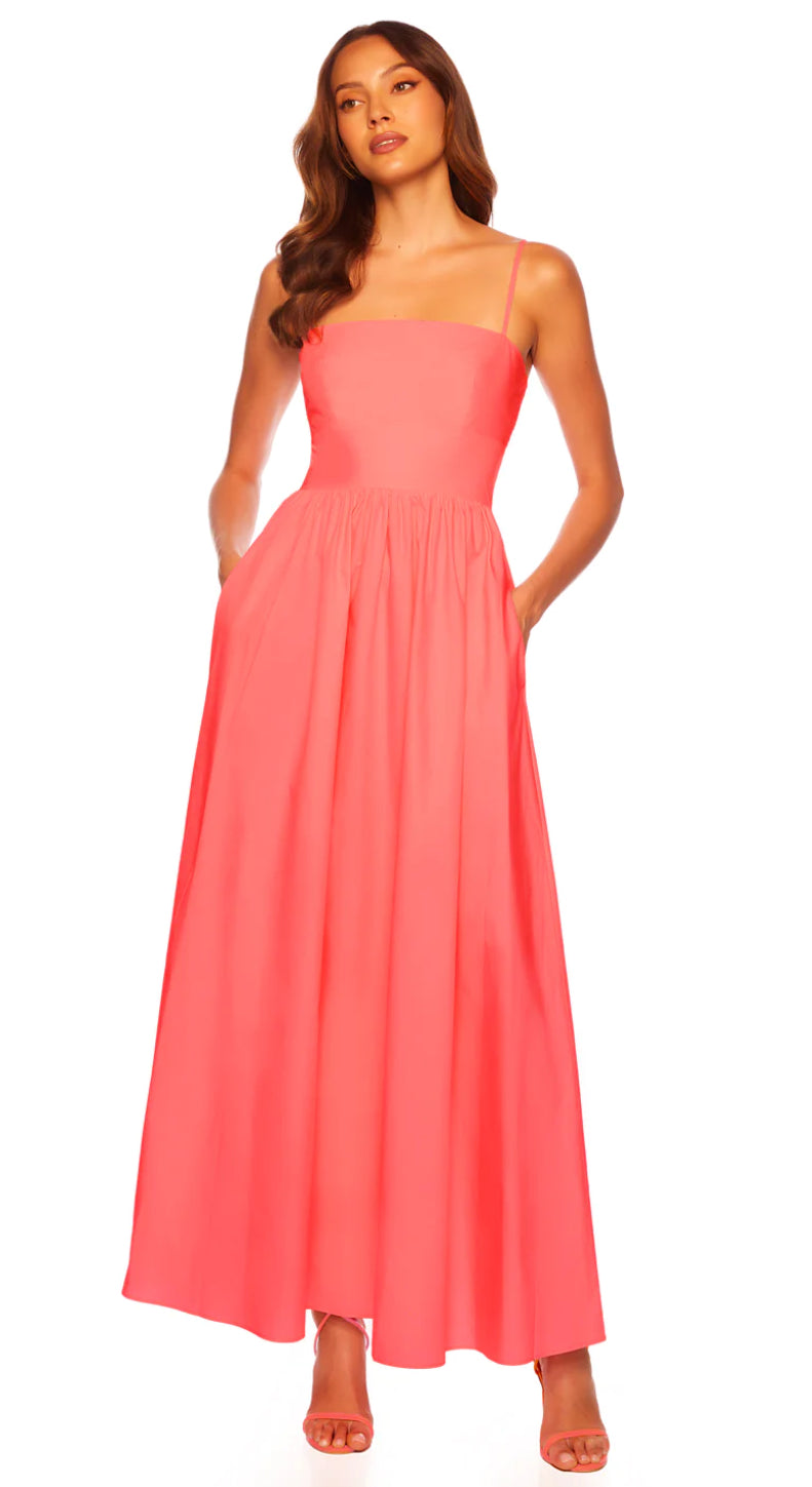 Susana Monaco Poplin Open Back Dress in Knockout Pink