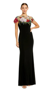 Macduggal 11817 Floral Embellished Jersey Fitted Gown