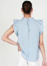 Load image into Gallery viewer, THML TDM1019 Blue and White Top with Pink Embroidery
