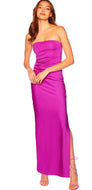 Susana Monaco Viscose Solid Tube Gathered Slit Dress in Supernova 0424VISD02282