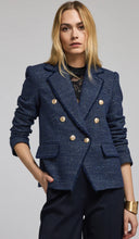 Load image into Gallery viewer, Generation Love Eliza Tweed Blazer in Navy/Gold
