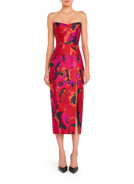 open lace back dress Amanda Uprichard Ivy Midi in Pink Multi Print – Gigi's Closette Ltd
