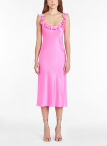 Amanda Uprichard Madelyn Silk Dress in Neon Pink