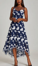 Load image into Gallery viewer, Teri Jon 239239 Navy and White Cotton Lace Mesh Sleeveless Dress
