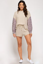 Load image into Gallery viewer, Tan Leopard Contrast Soft Knit Drawstring Shorts
