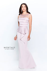 Montage 120903 Classic Sleeveless Gown with Beading and Illusion
