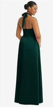 Load image into Gallery viewer, Dessy 3113 High Neck Tie Back Halter High Low Maxi Dress
