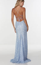 Load image into Gallery viewer, Alyce Paris 61178 Light Periwinkle Long Hand Beaded Gown with Front Slit
