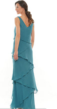Load image into Gallery viewer, Teal Chiffon Layered Long Gown with Jacket
