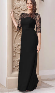 Jade K248005 Soft Crepe Long Gown with 3/4 Long Sleeves
