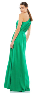 Macduggal 26654 Emerald One Shoulder Satin Long Gown