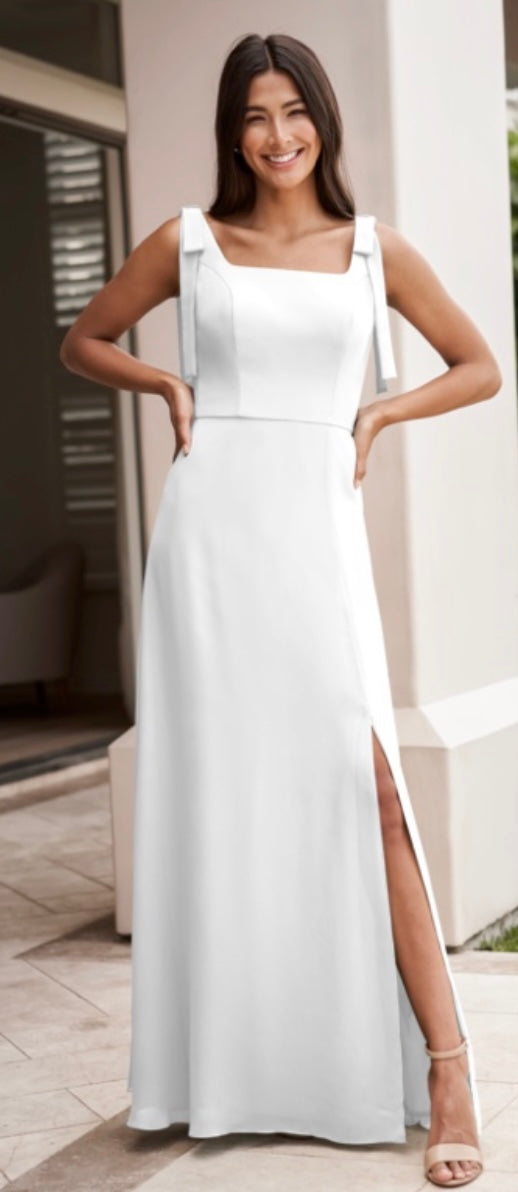 Light Ivory Graduation Dress with Bow Straps Light Ivory Graduation Dress with Bow Straps