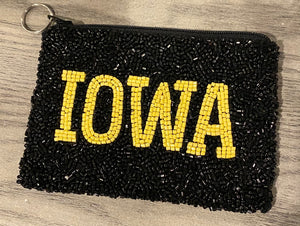 Iowa Beaded Coin Purse with Keyring