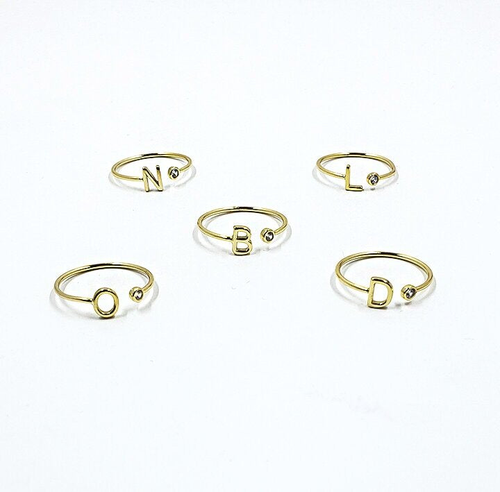 Initial Rings with Cubic Zirconia Detail