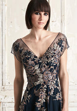Load image into Gallery viewer, Alexander by Daymor 758 Navy chiffon Embroidered Gown
