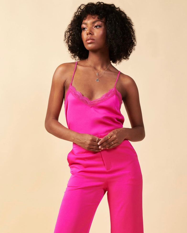 Hot Pink Cami with lace Trim – Gigi's Closette Ltd.