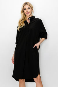 Joh Apparel Black Tunic with Designer Inspired Plaid Trim