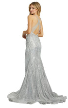 Load image into Gallery viewer, Macduggal 30621 Silver Beaded Long Gown with High Slit
