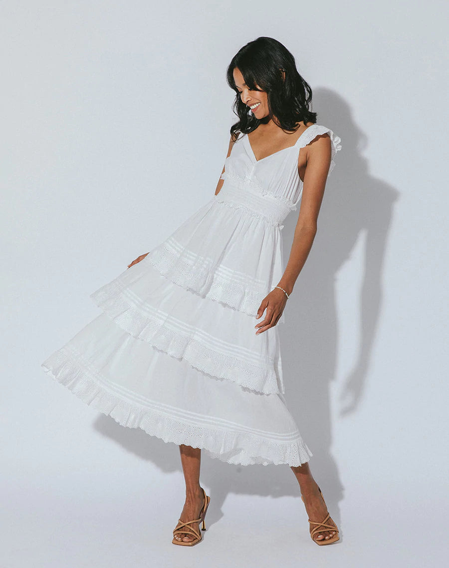 Cleobella Amira Midi Dress in Coconut White