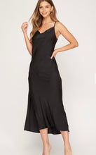 Load image into Gallery viewer, Classic Black Slip Dress with a Cowl Neckline
