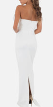 Load image into Gallery viewer, Black Halo Modern White Long Strapless Gown
