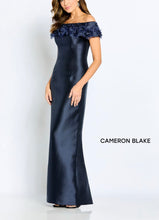 Load image into Gallery viewer, Cameron Blake Navy Long Mikado Gown with Floral Detail
