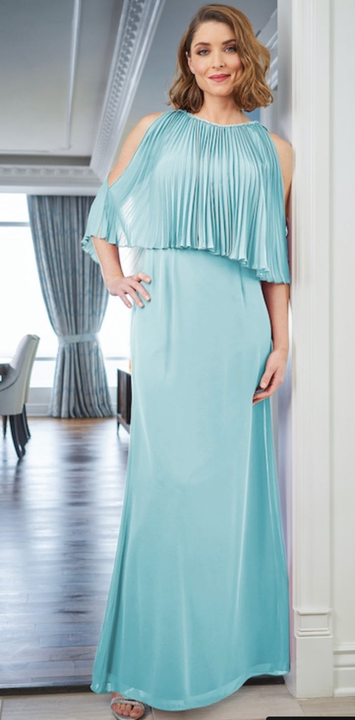 Jasmine J225052 Chiffon Dress with Beaded Neckline