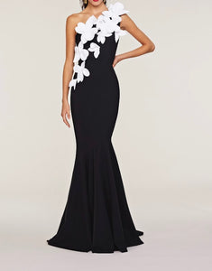 Frascara Couture Sleeveless Gown with Flowers