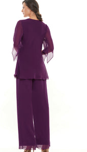 Chiffon Top and Pant with Layered Ruffles on Top