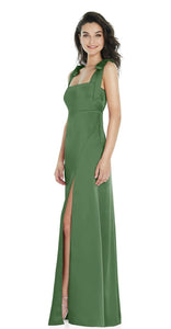 Dessy 8224 Bow Tie-Shoulder Empire Waist Maxi Dress with Front Slip