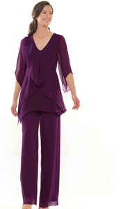 Chiffon Top and Pant with Layered Ruffles on Top