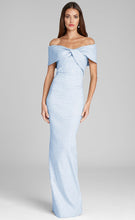 Load image into Gallery viewer, Teri Jon 209097 Off the Shoulder Ice Blue Long Gown
