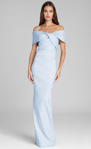 Teri Jon 209097 Off the Shoulder Ice Blue Long Gown