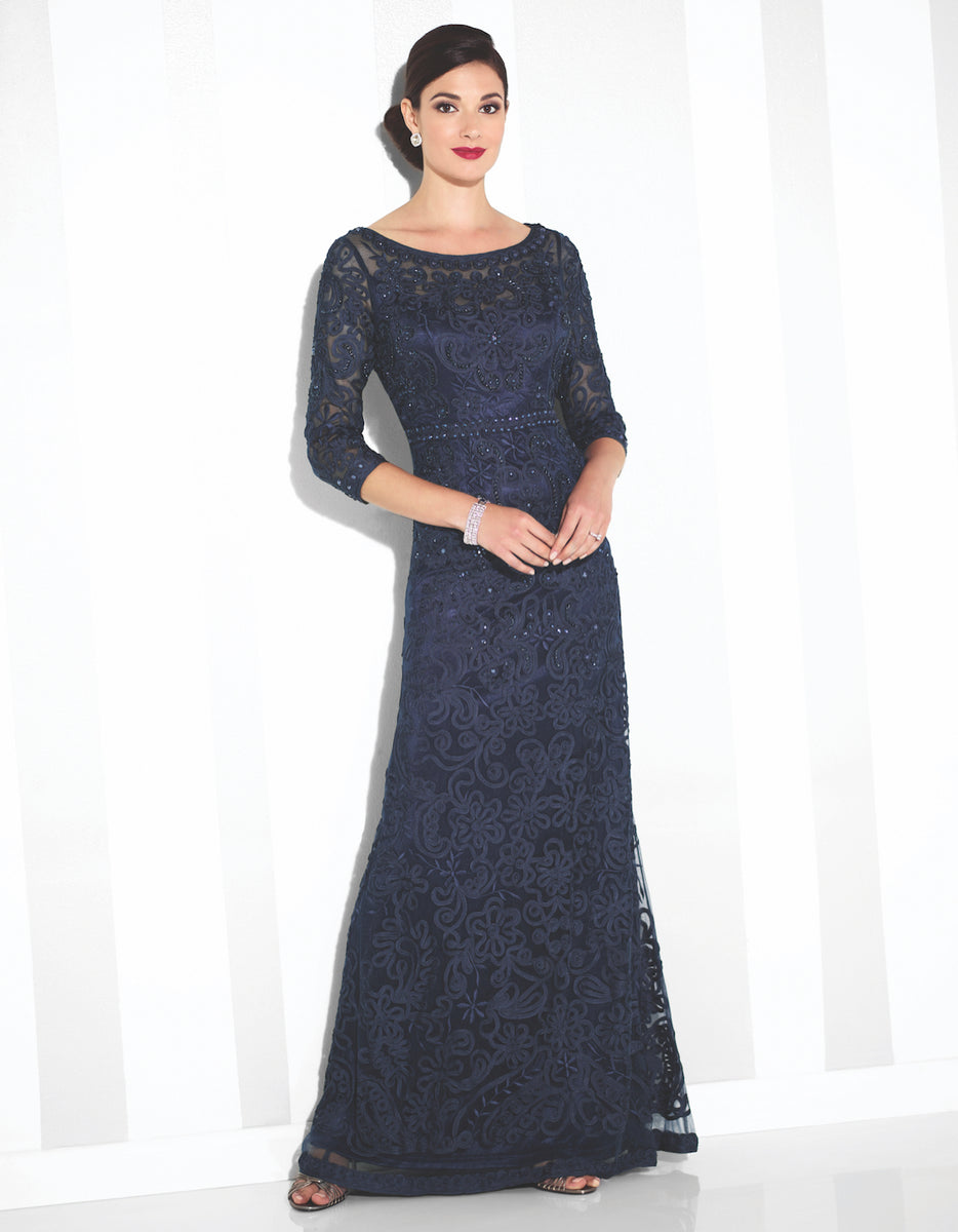 Cameron Blake 115604SL Long Sleeved Ribbon Lace Long Gown – Gigi’s ...