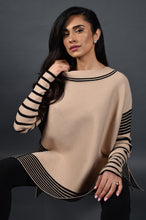 Load image into Gallery viewer, Frank Lyman 213141 Camel Sweater with Black Stripe detail

