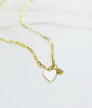 Load image into Gallery viewer, Link Necklace with Heart Charm and CZ Initial
