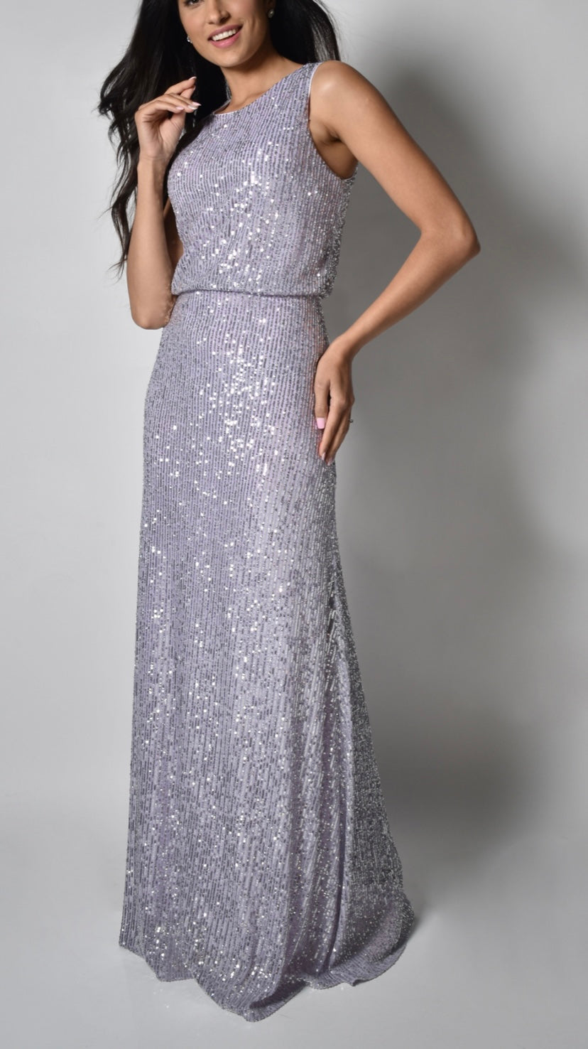 Frank Lyman 228241 Sleeveless Lavender/Silver Sequin Stretch Dress  Gigi's  Closette Ltd.