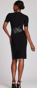 Teri Jon 22331 Black Crepe and Leather Short Dress