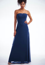 Load image into Gallery viewer, Jasmine P226051 Navy Chiffon Strapless Gown with slight V in Neckline
